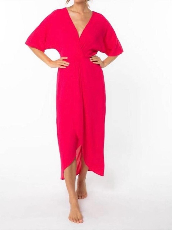 lovestitch Dresses & Skirts - NWT Lovestitch Medium Hot Pink Knot Front Maxi Dress Boho Gauze
